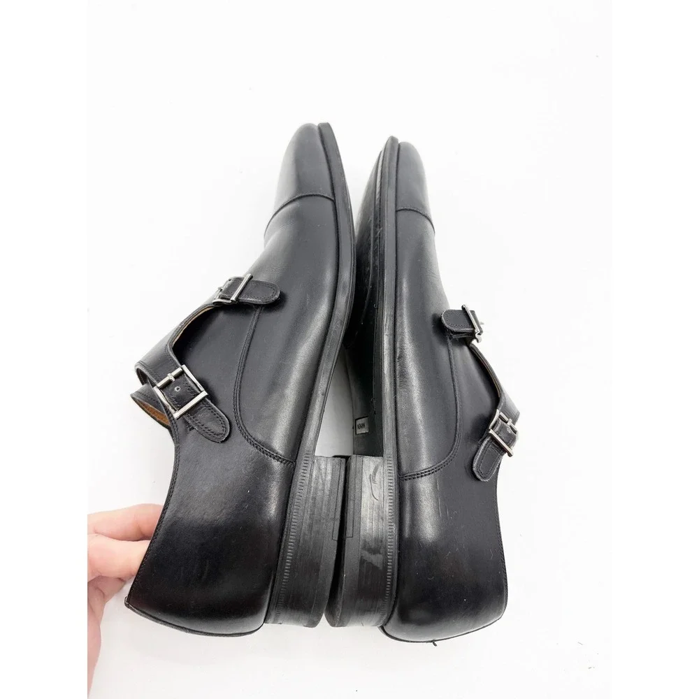 Magnanni for Neiman Marcus Mens Black Leather Double Monk Strap Shoes 10 M